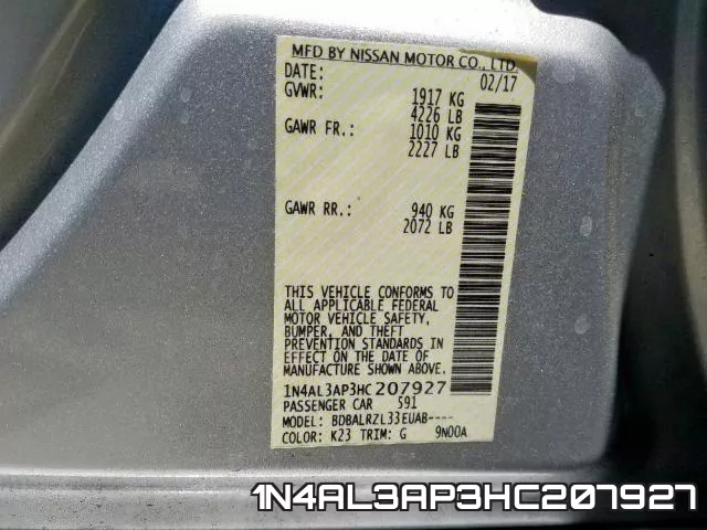 1N4AL3AP3HC207927 фото 2