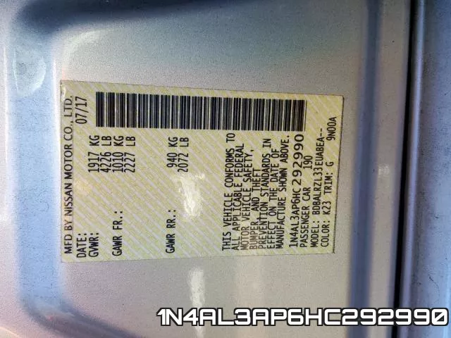 1N4AL3AP6HC292990 фото 2