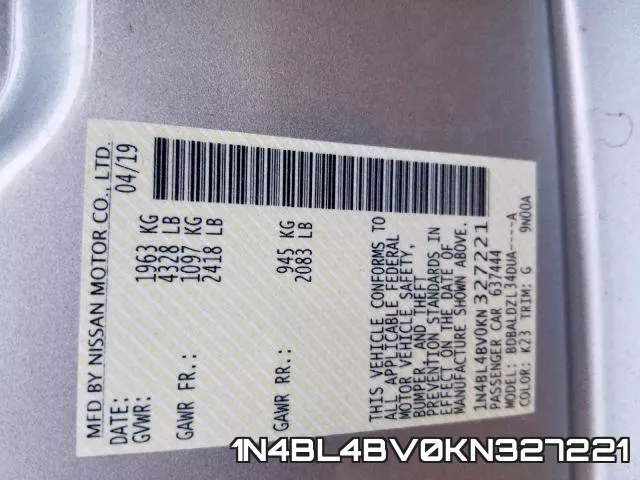 1N4BL4BV0KN327221 фото 2