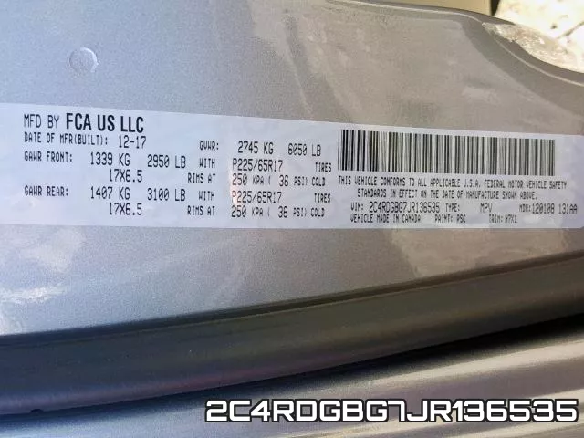 2C4RDGBG7JR136535 фото 2
