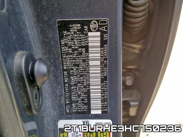 2T1BURHE3HC750236 фото 2