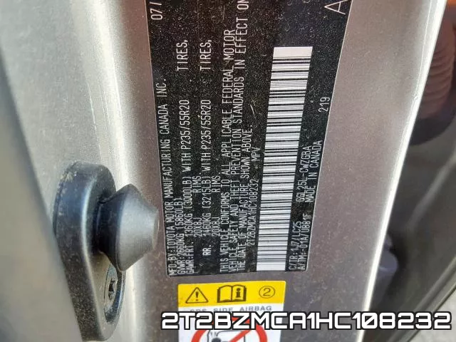 2T2BZMCA1HC108232 фото 2