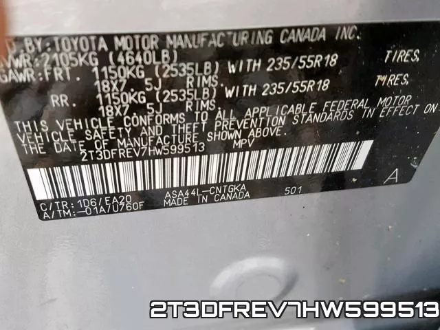 2T3DFREV7HW599513 фото 2