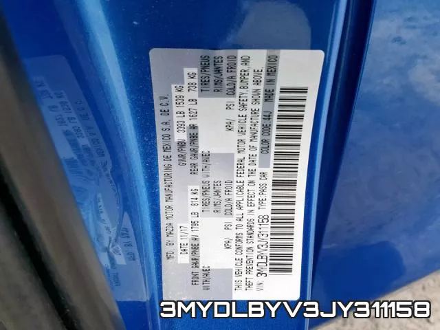 3MYDLBYV3JY311158 фото 2