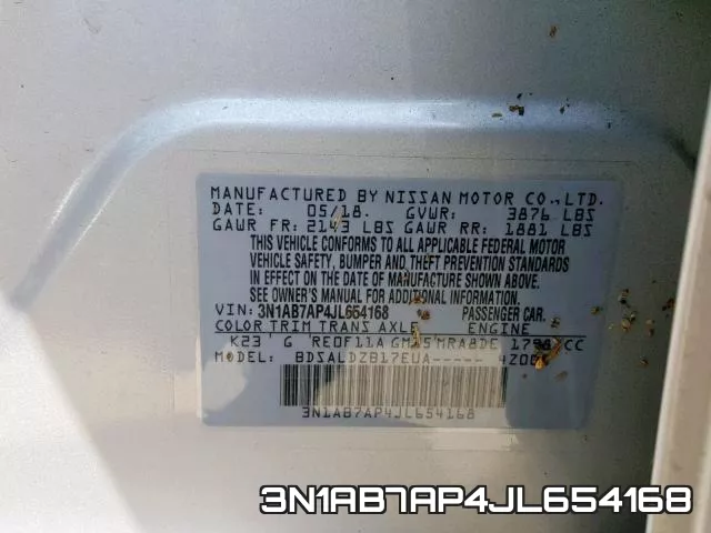 3N1AB7AP4JL654168 фото 2
