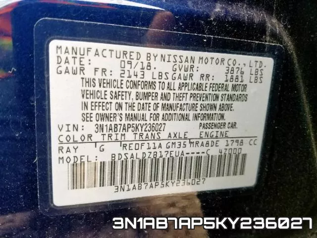3N1AB7AP5KY236027 фото 2