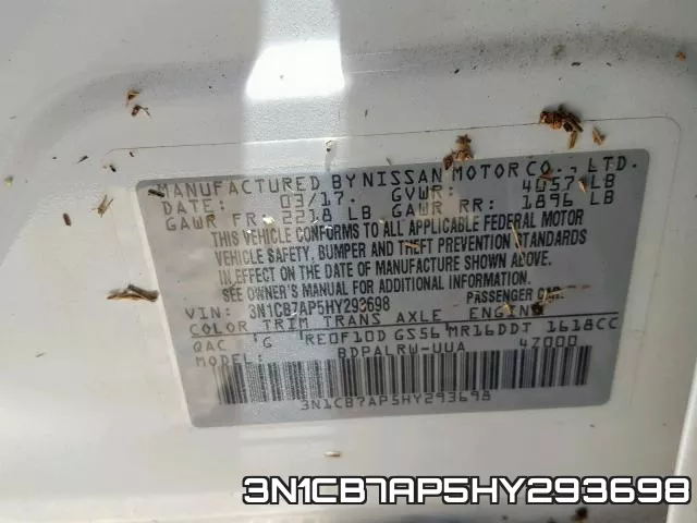 3N1CB7AP5HY293698 фото 2
