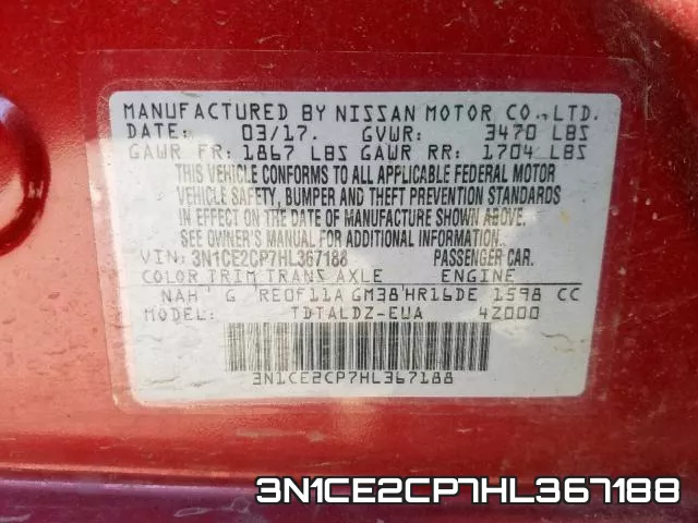 3N1CE2CP7HL367188 фото 2