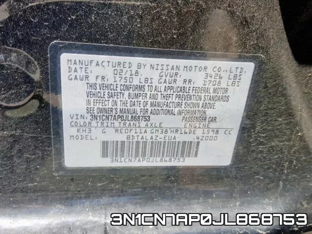 3N1CN7AP0JL868753 фото 2