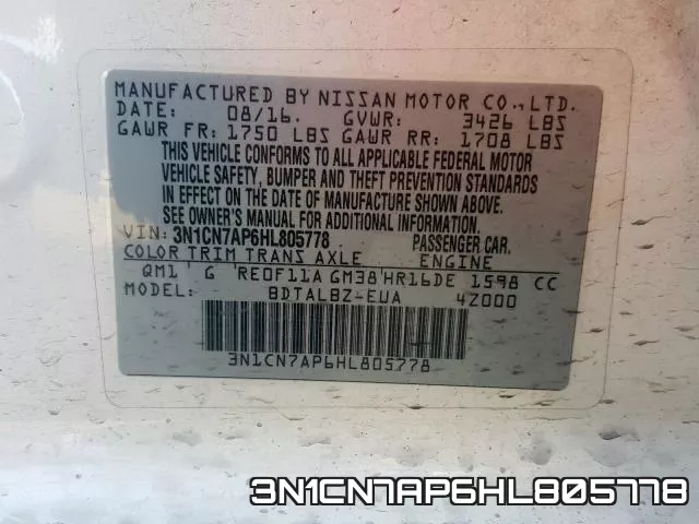 3N1CN7AP6HL805778 фото 2