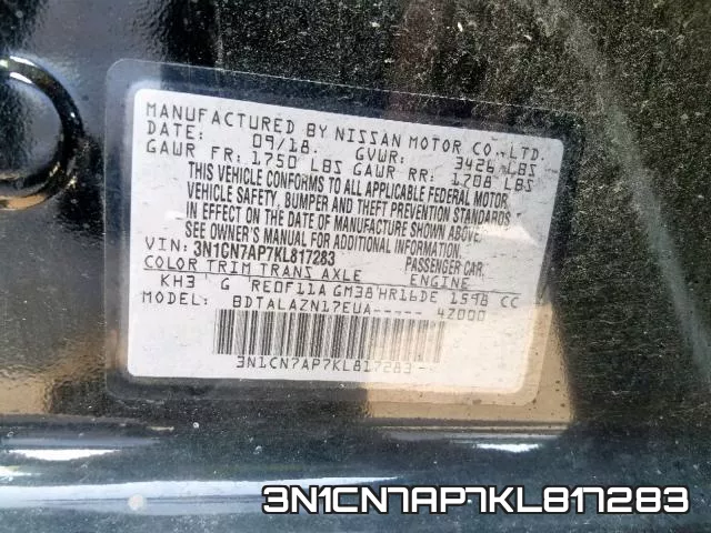 3N1CN7AP7KL817283 фото 2