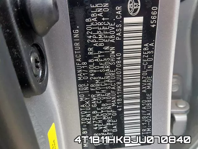 4T1B11HK8JU070840 фото 2