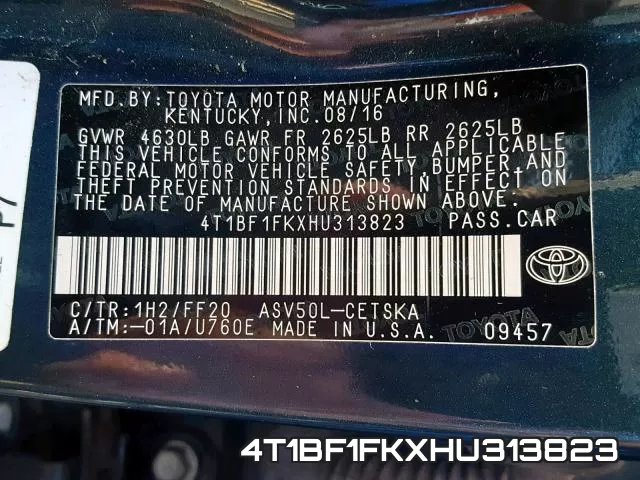 4T1BF1FKXHU313823 фото 2