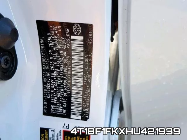 4T1BF1FKXHU421939 фото 2