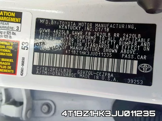 4T1BZ1HK3JU011235 фото 2