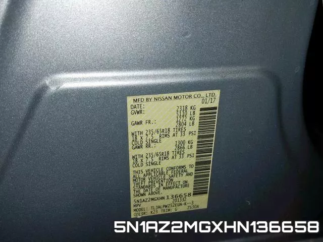 5N1AZ2MGXHN136658 фото 2