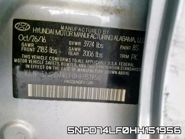 5NPD74LF0HH151956 фото 2
