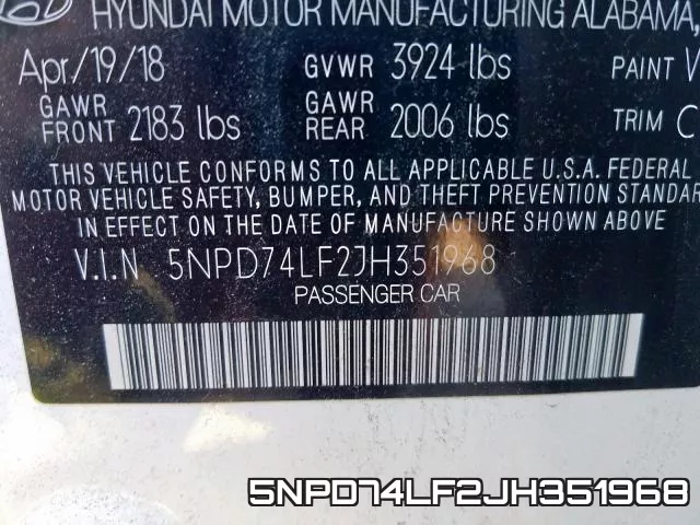 5NPD74LF2JH351968 фото 2