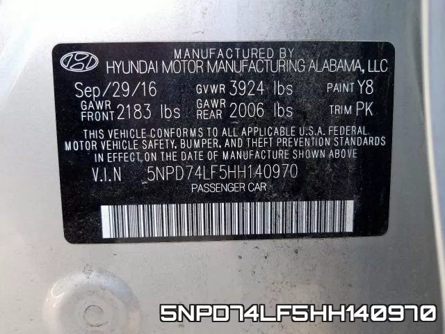 5NPD74LF5HH140970 фото 2