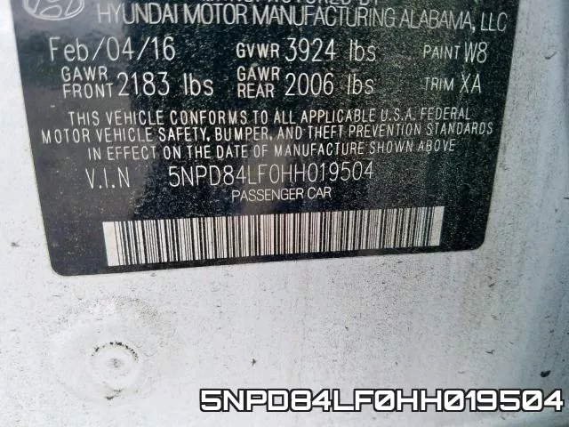 5NPD84LF0HH019504 фото 2