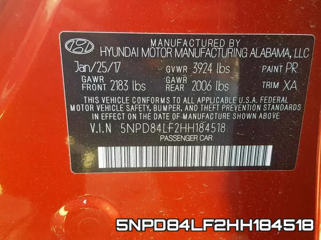 5NPD84LF2HH184518 фото 2
