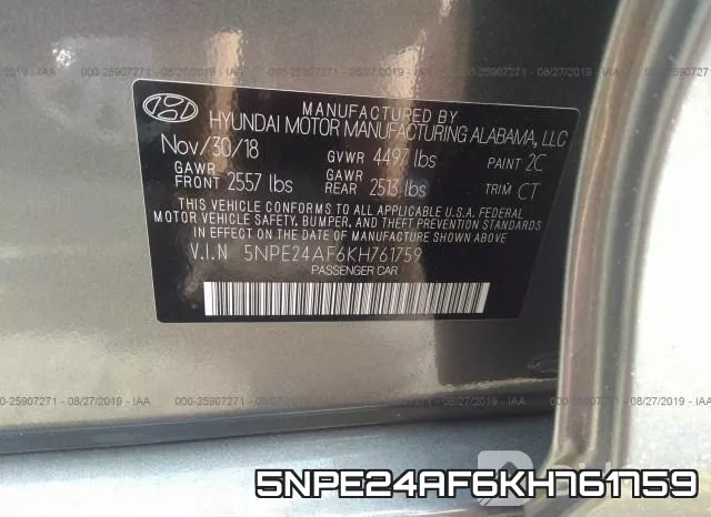 5NPE24AF6KH761759 фото 10