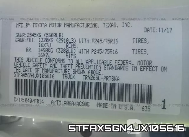 5TFAX5GN4JX105616 фото 9