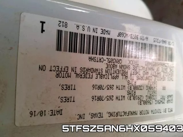 5TFSZ5AN6HX059403 фото 2