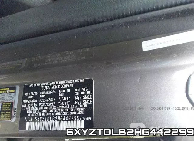 5XYZTDLB2HG442299 фото 10