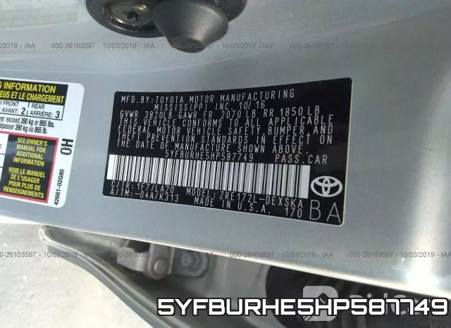5YFBURHE5HP587749 фото 10