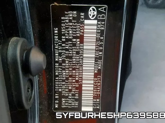 5YFBURHE5HP639588 фото 2