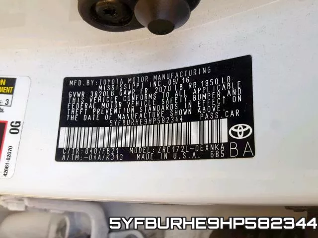 5YFBURHE9HP582344 фото 2