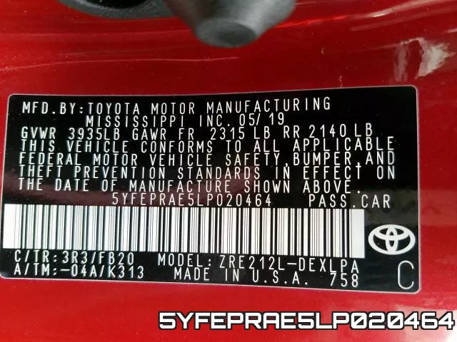 5YFEPRAE5LP020464 фото 2