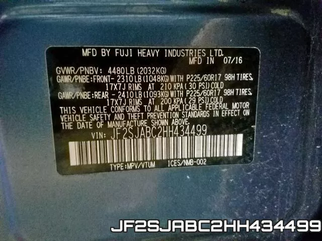 JF2SJABC2HH434499 фото 2