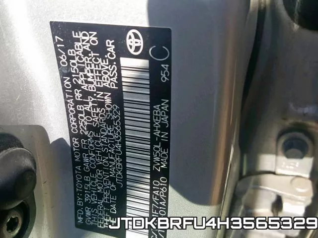 JTDKBRFU4H3565329 фото 2