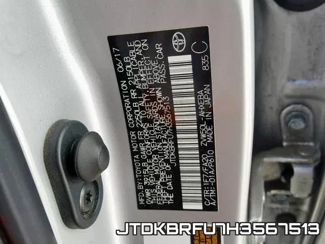 JTDKBRFU7H3567513 фото 2