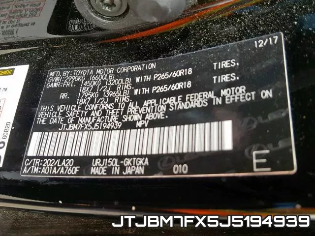 JTJBM7FX5J5194939 фото 2