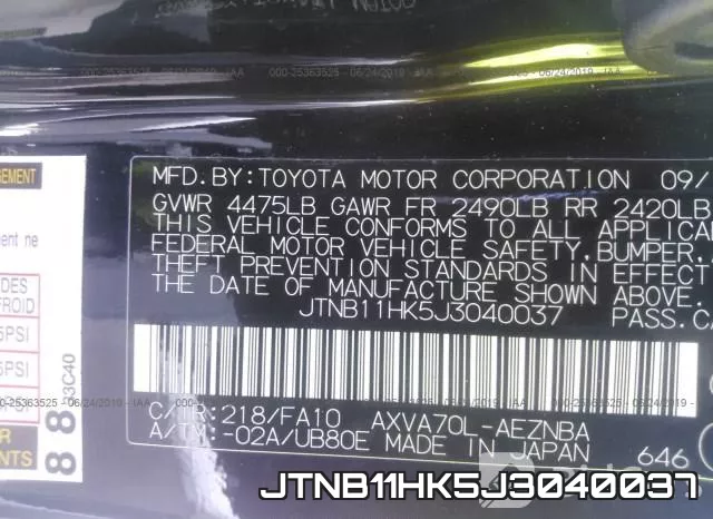 JTNB11HK5J3040037 фото 10