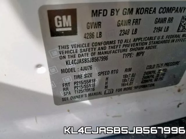KL4CJASB5JB567996 фото 2