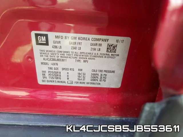 KL4CJCSB5JB553611 фото 2