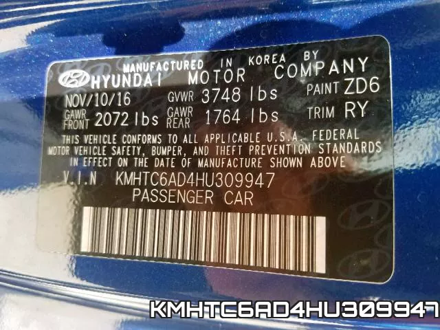 KMHTC6AD4HU309947 фото 2