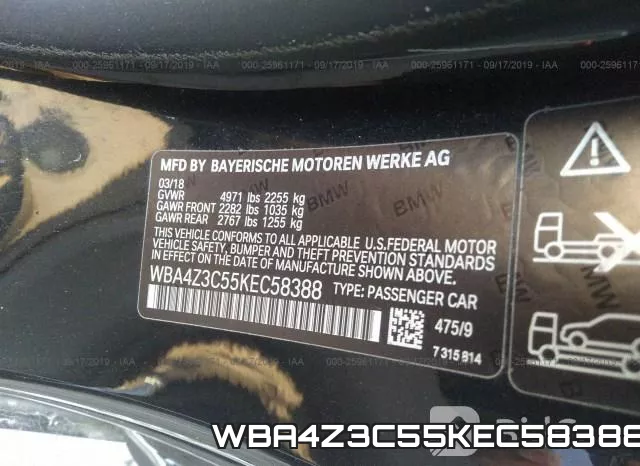 WBA4Z3C55KEC58388 фото 10