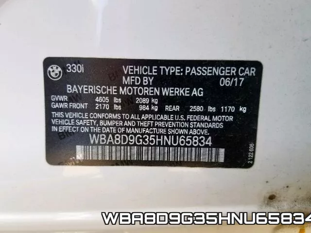 WBA8D9G35HNU65834 фото 2