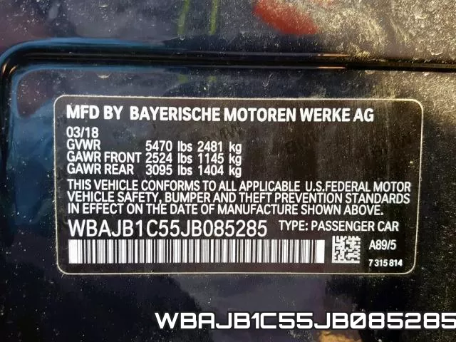 WBAJB1C55JB085285 фото 2