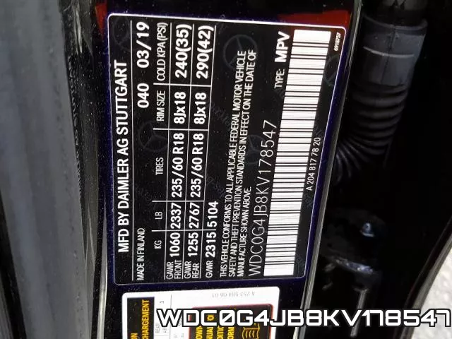 WDC0G4JB8KV178547 фото 2