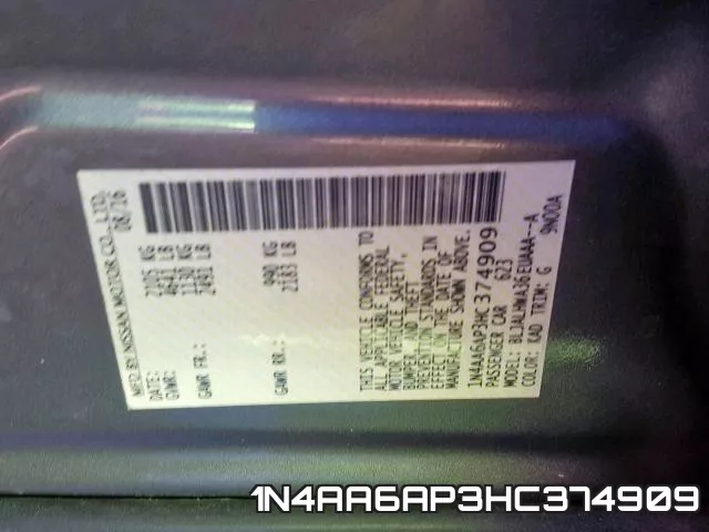 1N4AA6AP3HC374909 фото 2