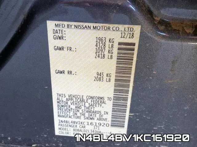 1N4BL4BV1KC161920 фото 2