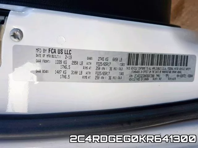 2C4RDGEG0KR641300 фото 2