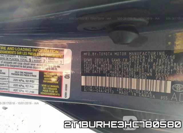 2T1BURHE3HC780580 фото 10