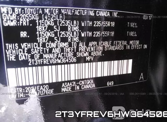 2T3YFREV6HW364506 фото 10